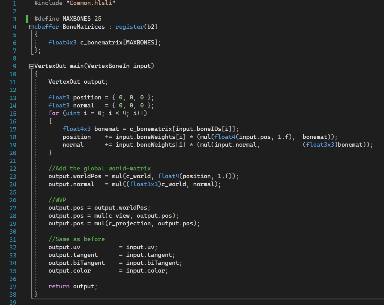 4x3 matrices (constant buffers)